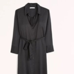 NWT - Long-Sleeve Satin Midi Shirt Dress -SP